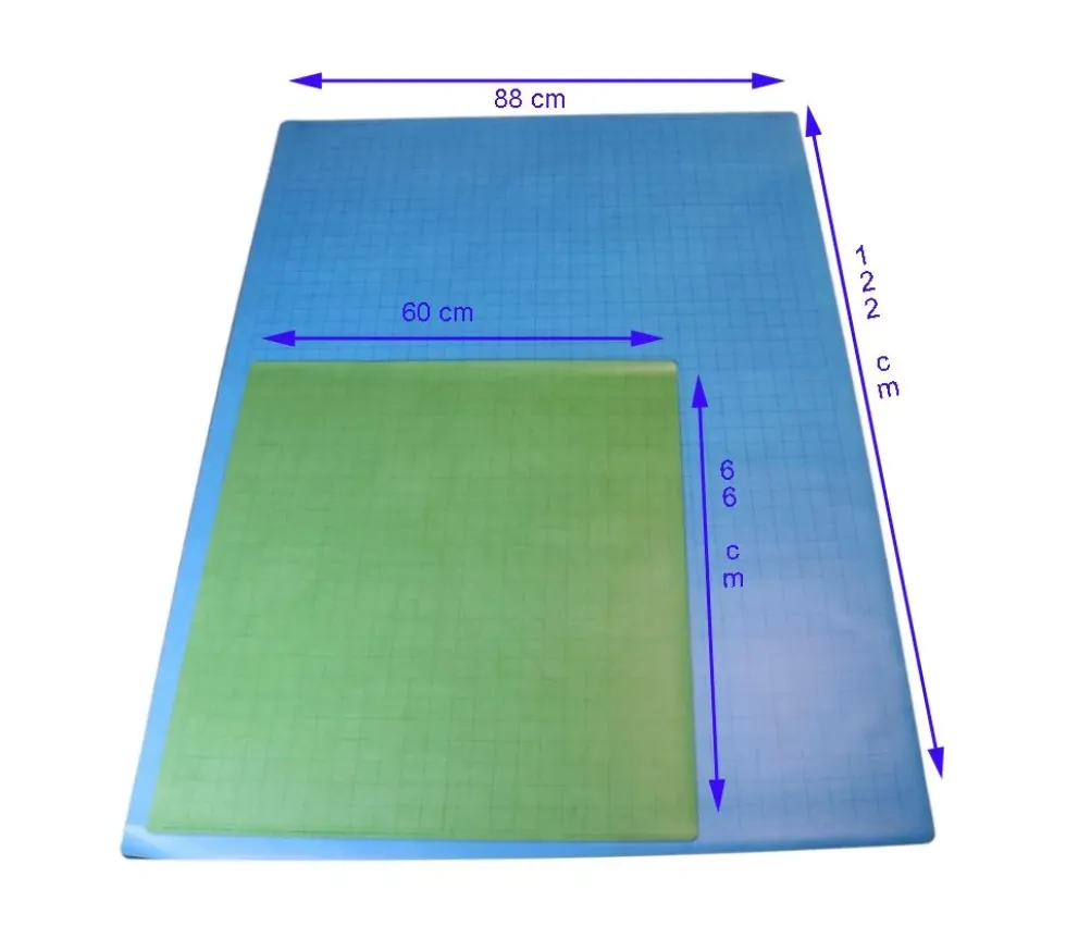 Tapis de jeu recto-verso Bleu/Vert battlemap carré effaçable plateau 66 x 60 cm