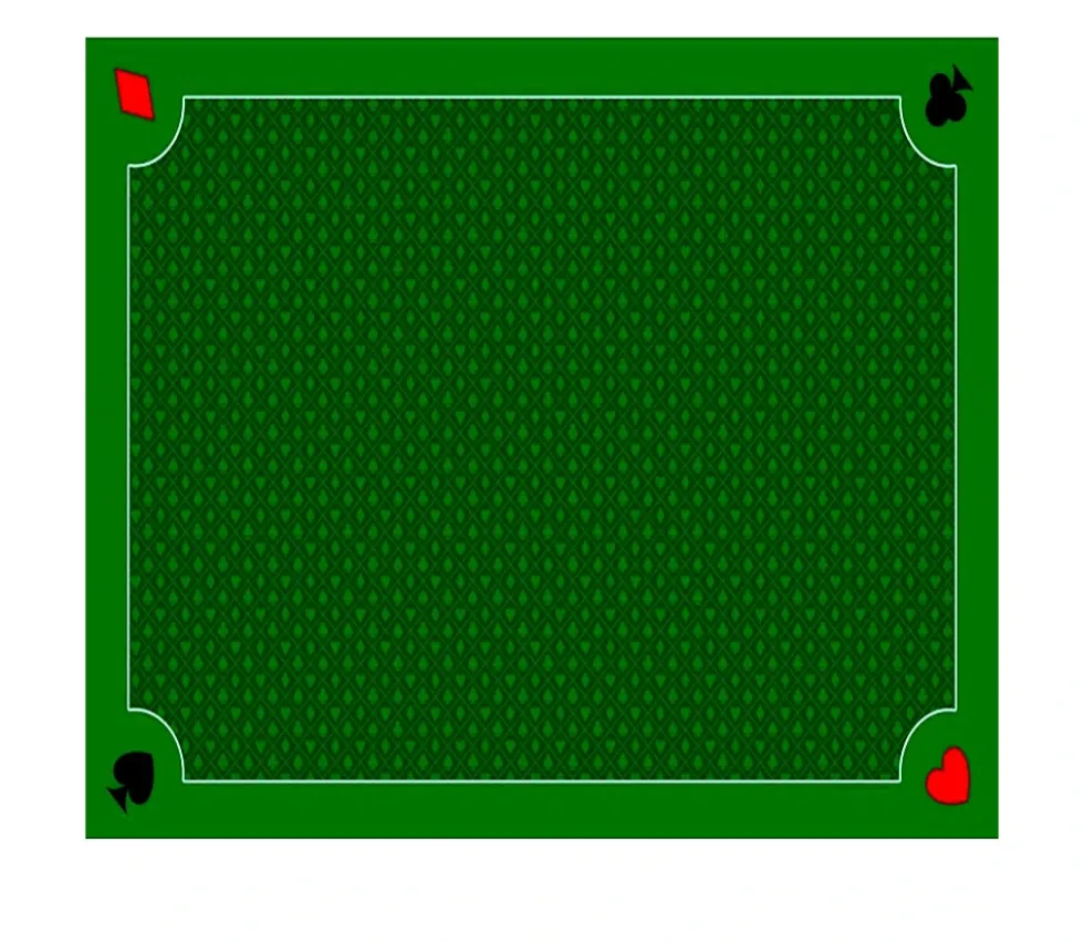 Tapis jeu 70 x 60 cm Vert Classique 4 coins : Pique coeur trèfle carreau