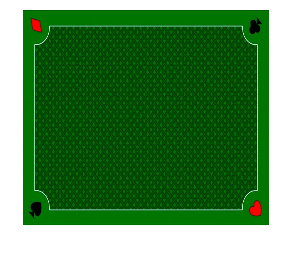 Tapis jeu 70 x 60 cm Vert Classique 4 coins : Pique coeur trèfle carreau
