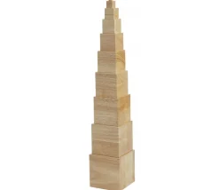 Tour bois naturel Montessori - 10 cubes en bois