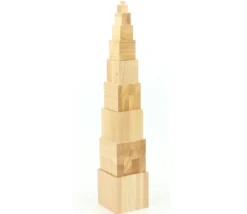 Tour bois naturel Montessori - 10 cubes en bois