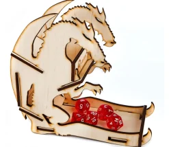 Tour lanceur dés Dragon naturel 16.5 cm en bois