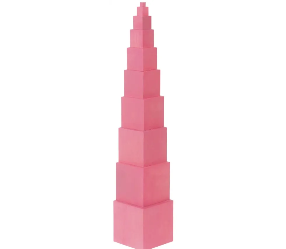 Tour Rose Montessori - 10 cubes en bois