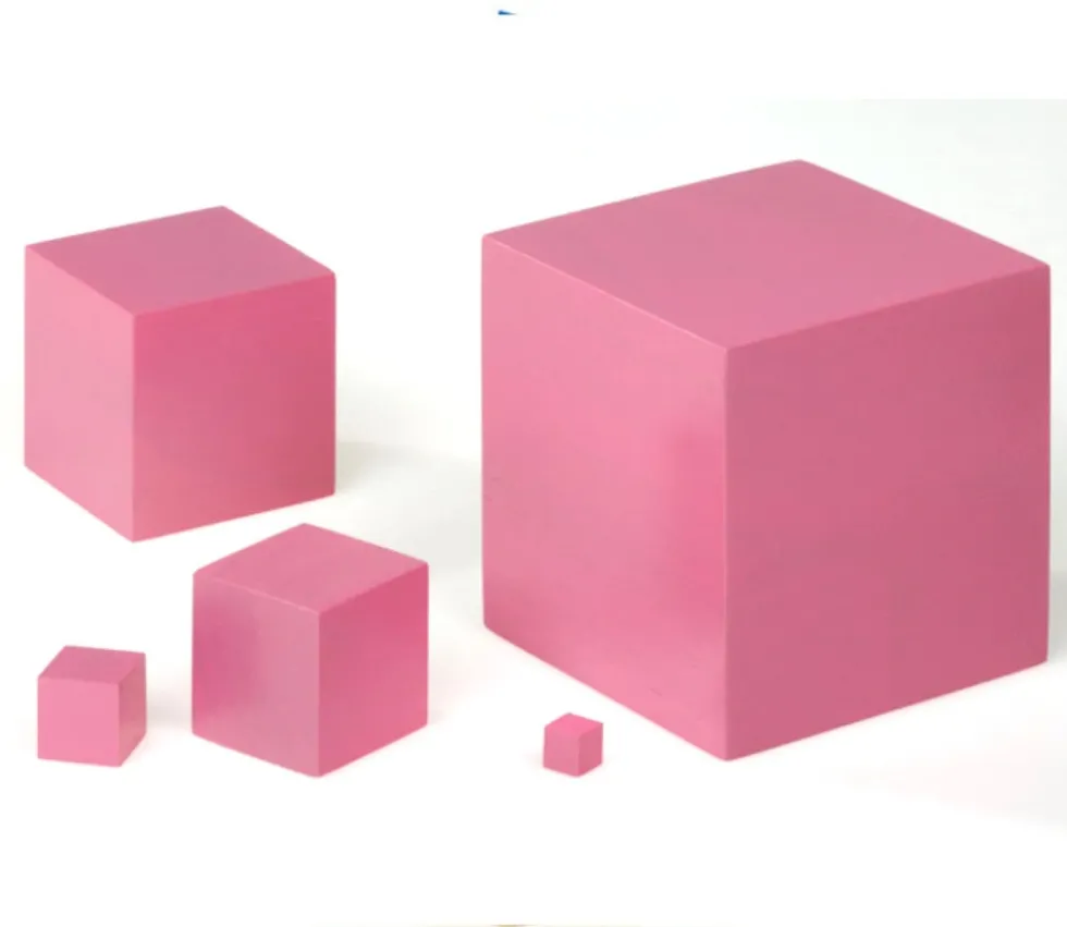 Tour Rose Montessori - 10 cubes en bois