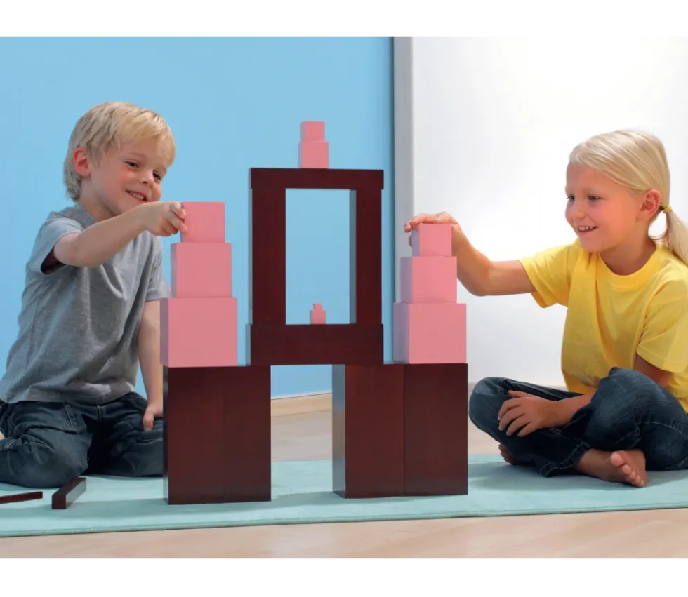 Tour Rose Montessori - 10 cubes en bois