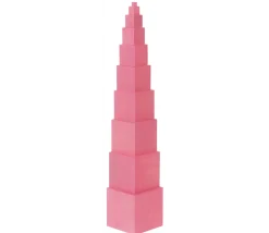 Tour Rose Montessori - 10 cubes en bois