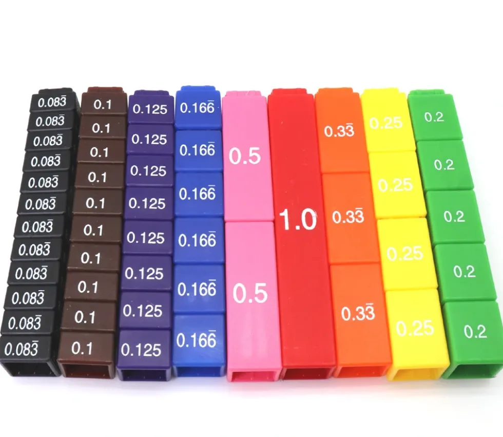 Tours des équivalences fractions - 51 cubes encastrables