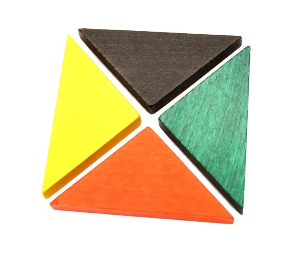 Triangle rectangle isocèle jaune 67 x 47 x 8 mm en bois