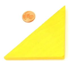Triangle rectangle isocèle jaune 96 x 66 x 8 mm en bois