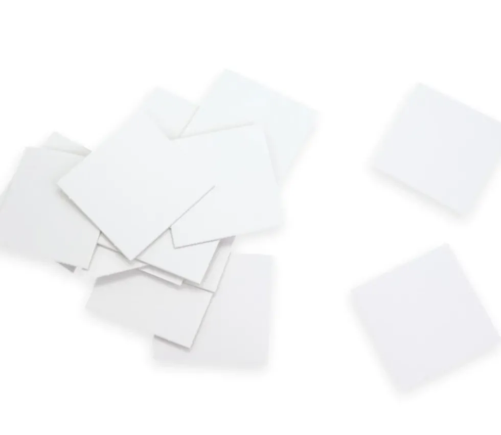 15 Tuiles carré 50x50 mm jetons blancs rigides