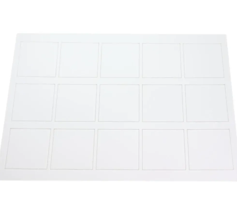 15 Tuiles carré 50x50 mm jetons blancs rigides