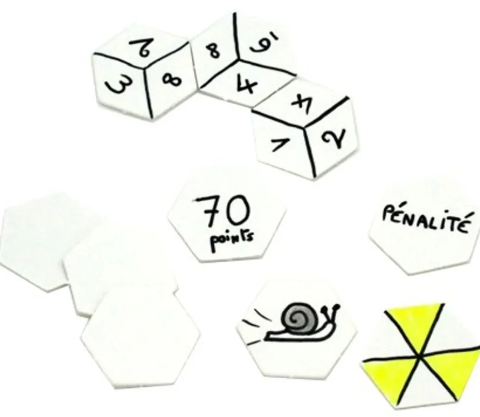 20 Tuiles 25 mm hexagones jetons épais blancs