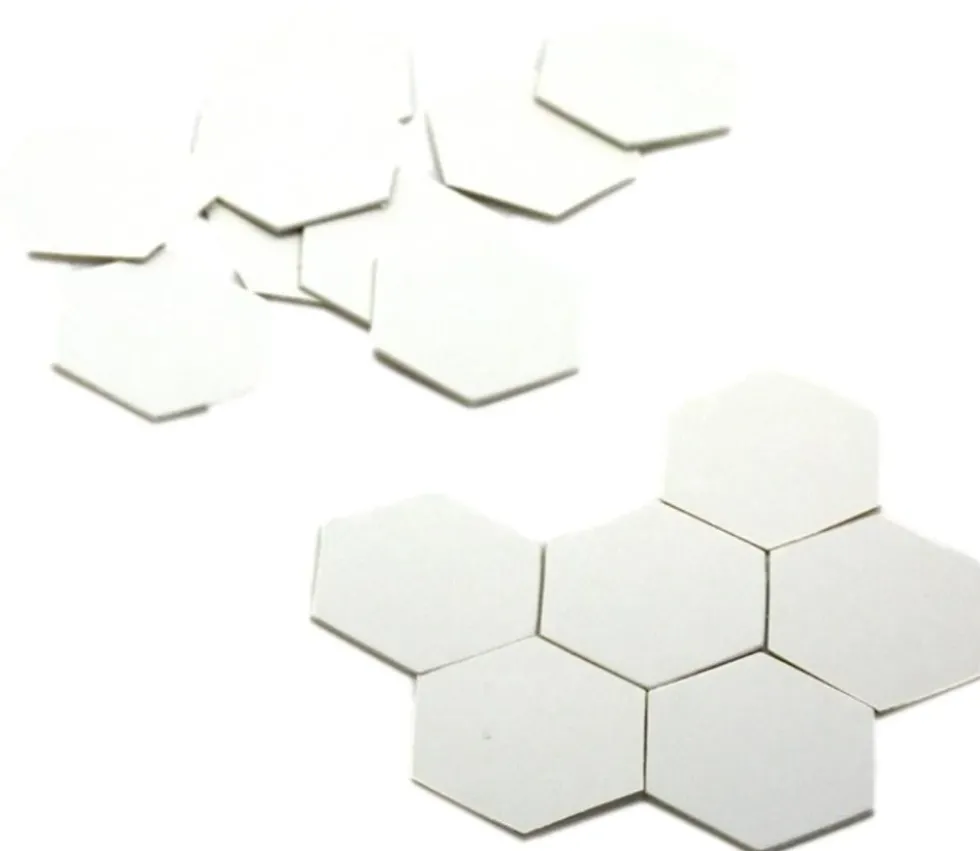15 Tuiles épaisses hexagones blancs 50 mm vierge à personnaliser