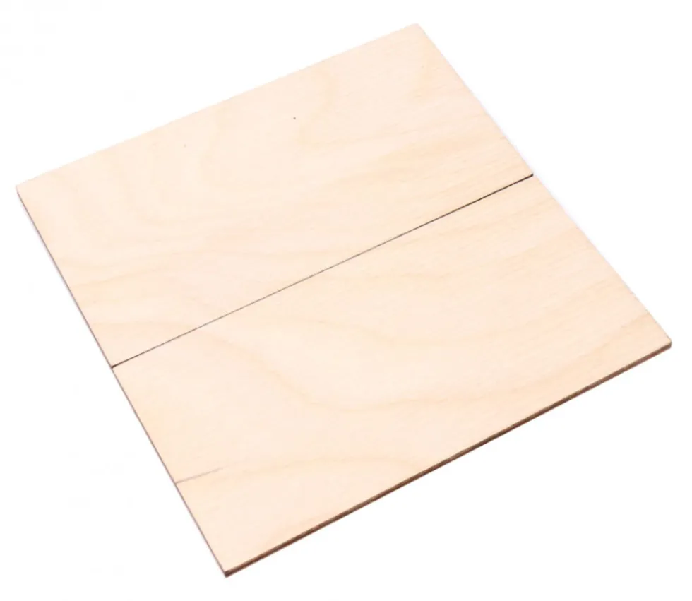 2 tuiles rectangles 10 x 5 cm en bois CP brut