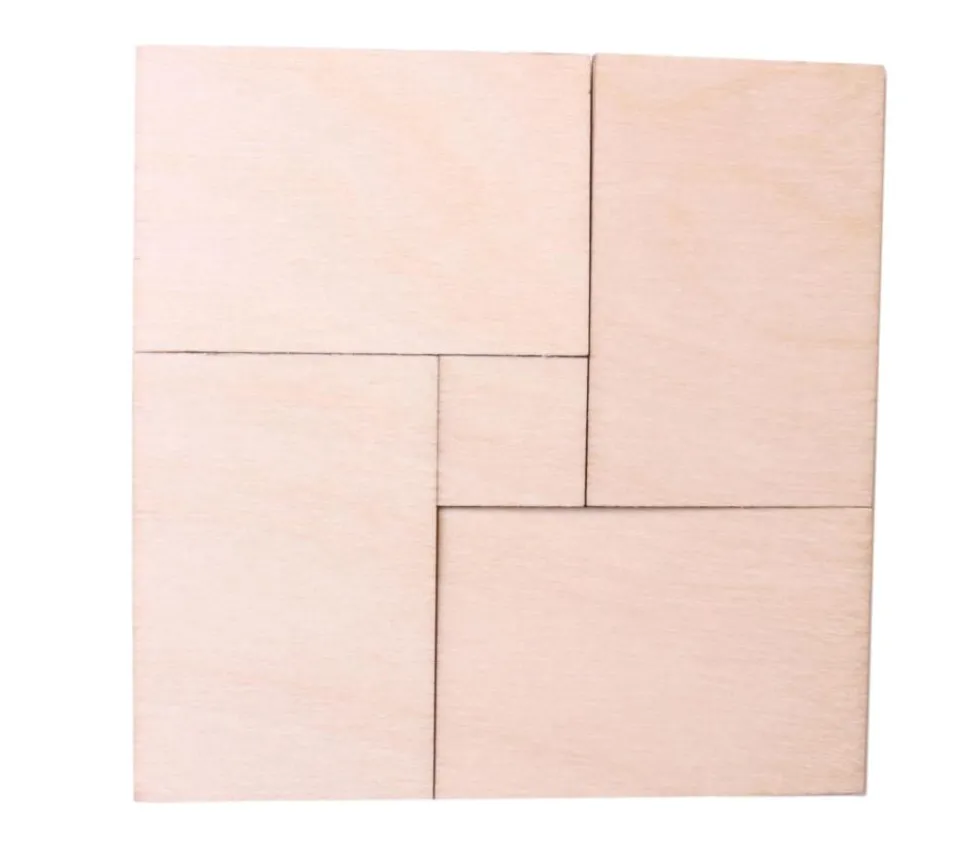 4 tuiles rectangles 6 x 4 cm en bois naturel