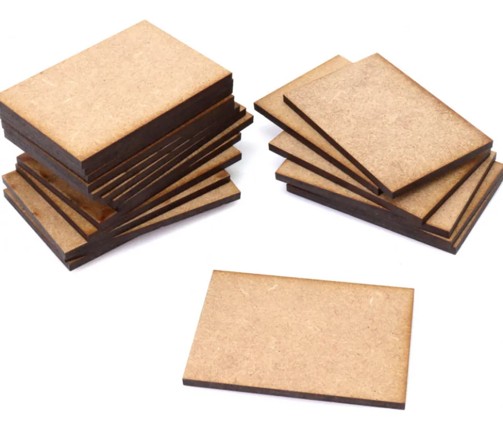 4 tuiles rectangles 6 x 4 cm en bois naturel