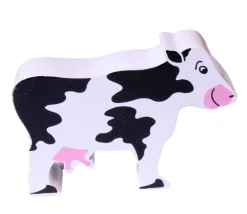Vache en bois noire et blanche 90 x 70 x 15 mm