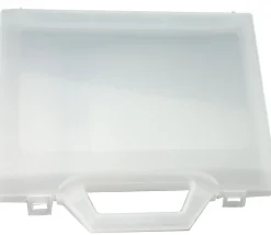 Valisette 24 x 18 x 4.6 cm plastique transparent avec poignée vide
