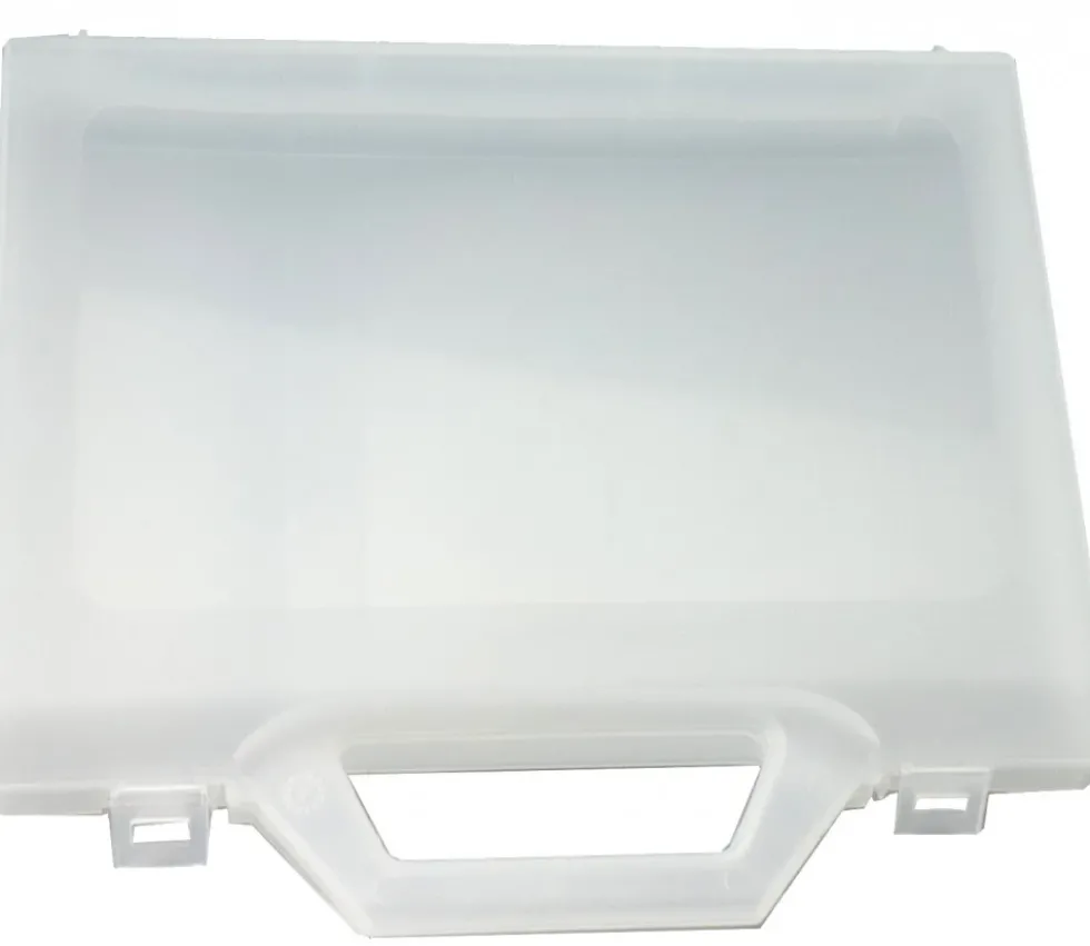Valisette 24 x 18 x 4.6 cm plastique transparent avec poignée vide