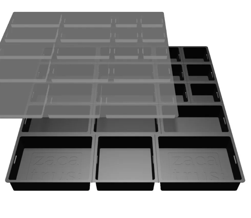 Zacabox - 18 compartiments modulaires avec couvercle - Sabot de rangement pour boite de jeu
